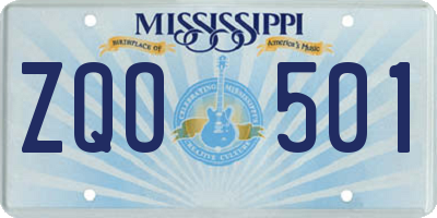 MS license plate ZQO501