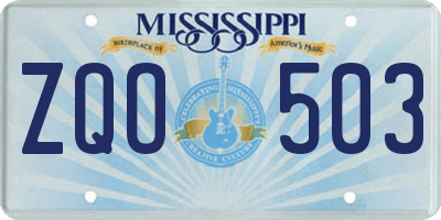 MS license plate ZQO503