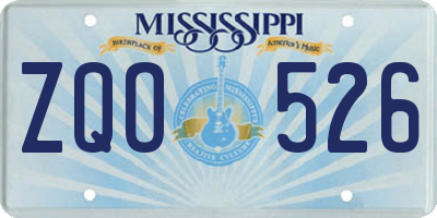 MS license plate ZQO526