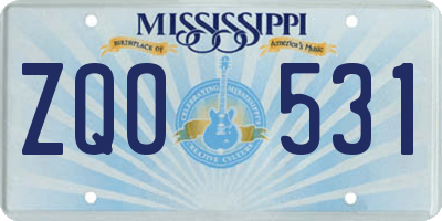 MS license plate ZQO531
