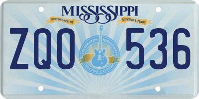 MS license plate ZQO536