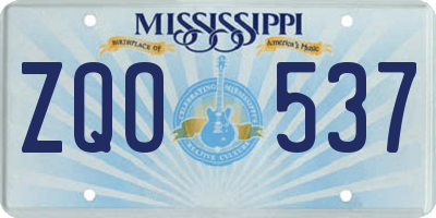 MS license plate ZQO537