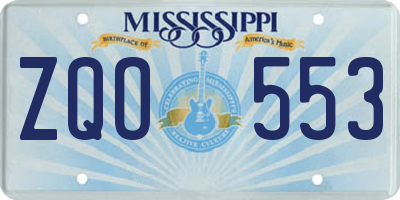 MS license plate ZQO553