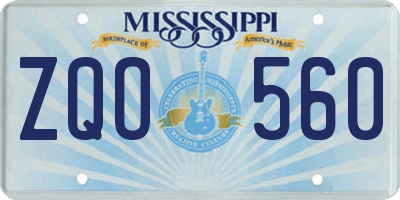 MS license plate ZQO560