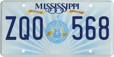 MS license plate ZQO568