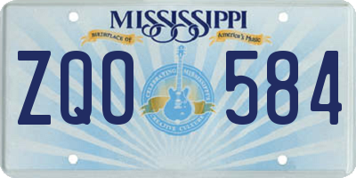 MS license plate ZQO584