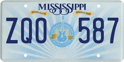 MS license plate ZQO587