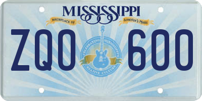 MS license plate ZQO600