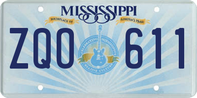 MS license plate ZQO611