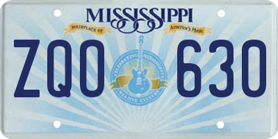 MS license plate ZQO630