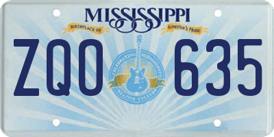 MS license plate ZQO635