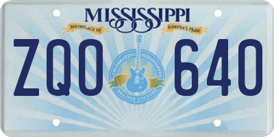 MS license plate ZQO640