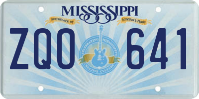 MS license plate ZQO641