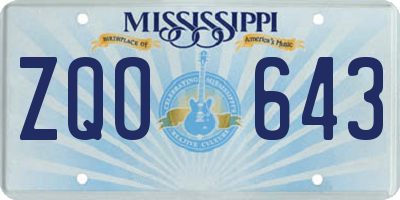 MS license plate ZQO643
