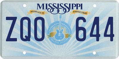 MS license plate ZQO644