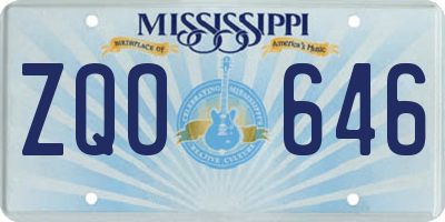 MS license plate ZQO646
