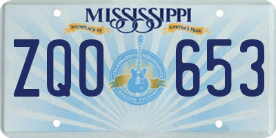 MS license plate ZQO653