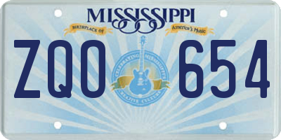 MS license plate ZQO654