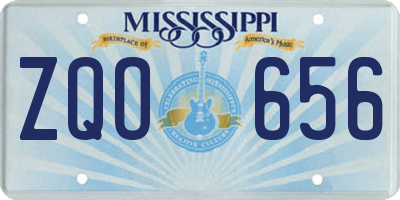 MS license plate ZQO656