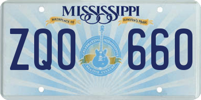 MS license plate ZQO660