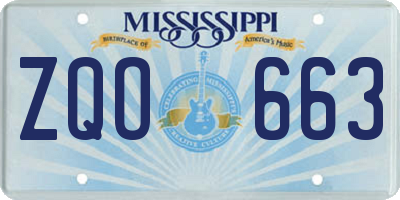 MS license plate ZQO663