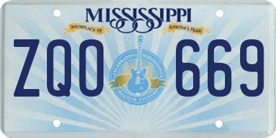 MS license plate ZQO669