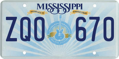 MS license plate ZQO670
