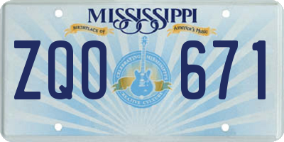 MS license plate ZQO671
