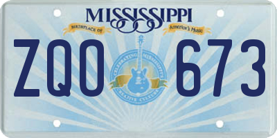 MS license plate ZQO673