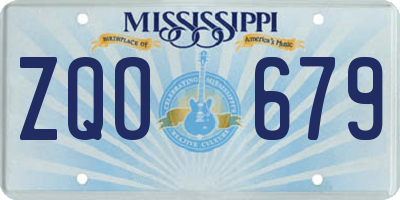 MS license plate ZQO679