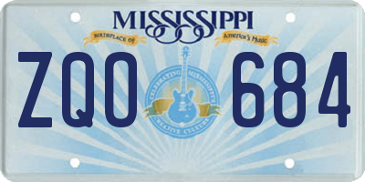 MS license plate ZQO684