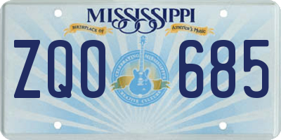 MS license plate ZQO685