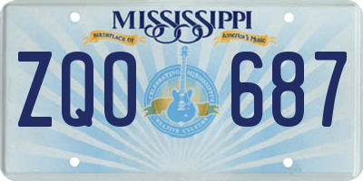MS license plate ZQO687