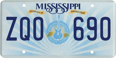 MS license plate ZQO690