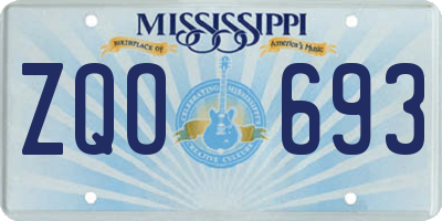 MS license plate ZQO693