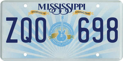 MS license plate ZQO698