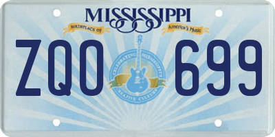 MS license plate ZQO699