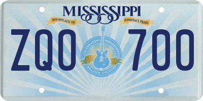 MS license plate ZQO700