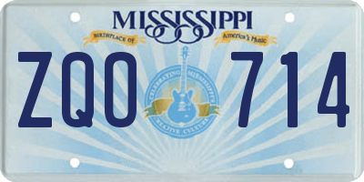 MS license plate ZQO714