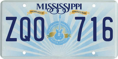 MS license plate ZQO716