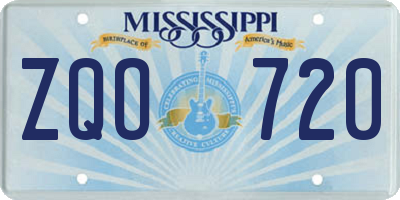 MS license plate ZQO720