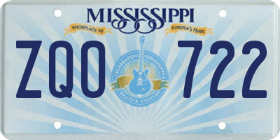 MS license plate ZQO722