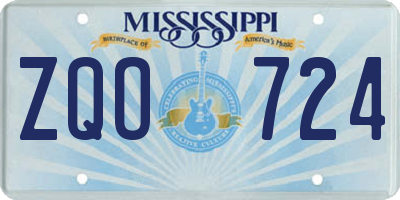 MS license plate ZQO724