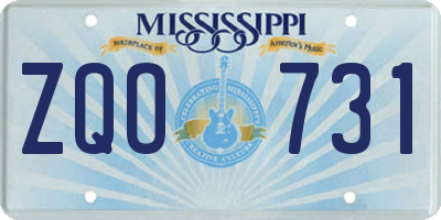 MS license plate ZQO731