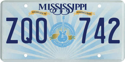 MS license plate ZQO742
