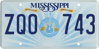 MS license plate ZQO743