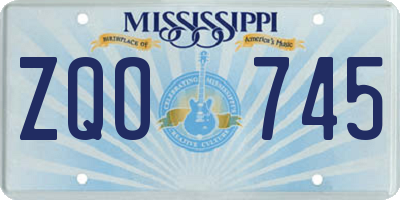 MS license plate ZQO745