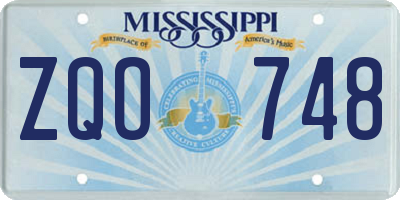 MS license plate ZQO748