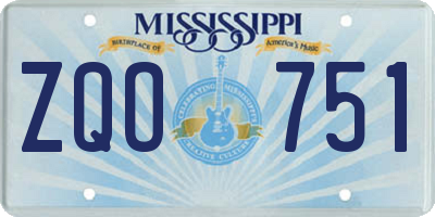 MS license plate ZQO751
