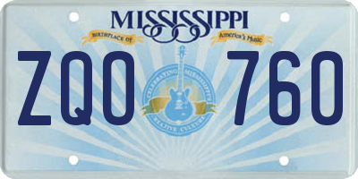MS license plate ZQO760